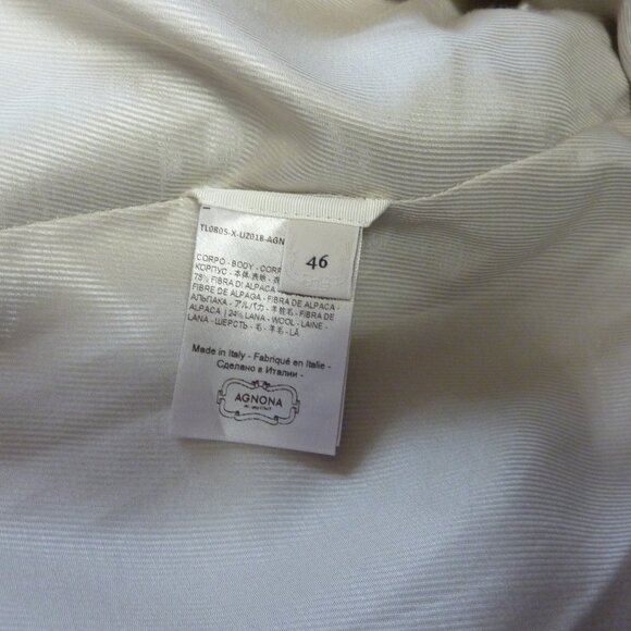 Agnona Sesame Alpaca Blend Cocoon Long Coat - Picture 9 of 11